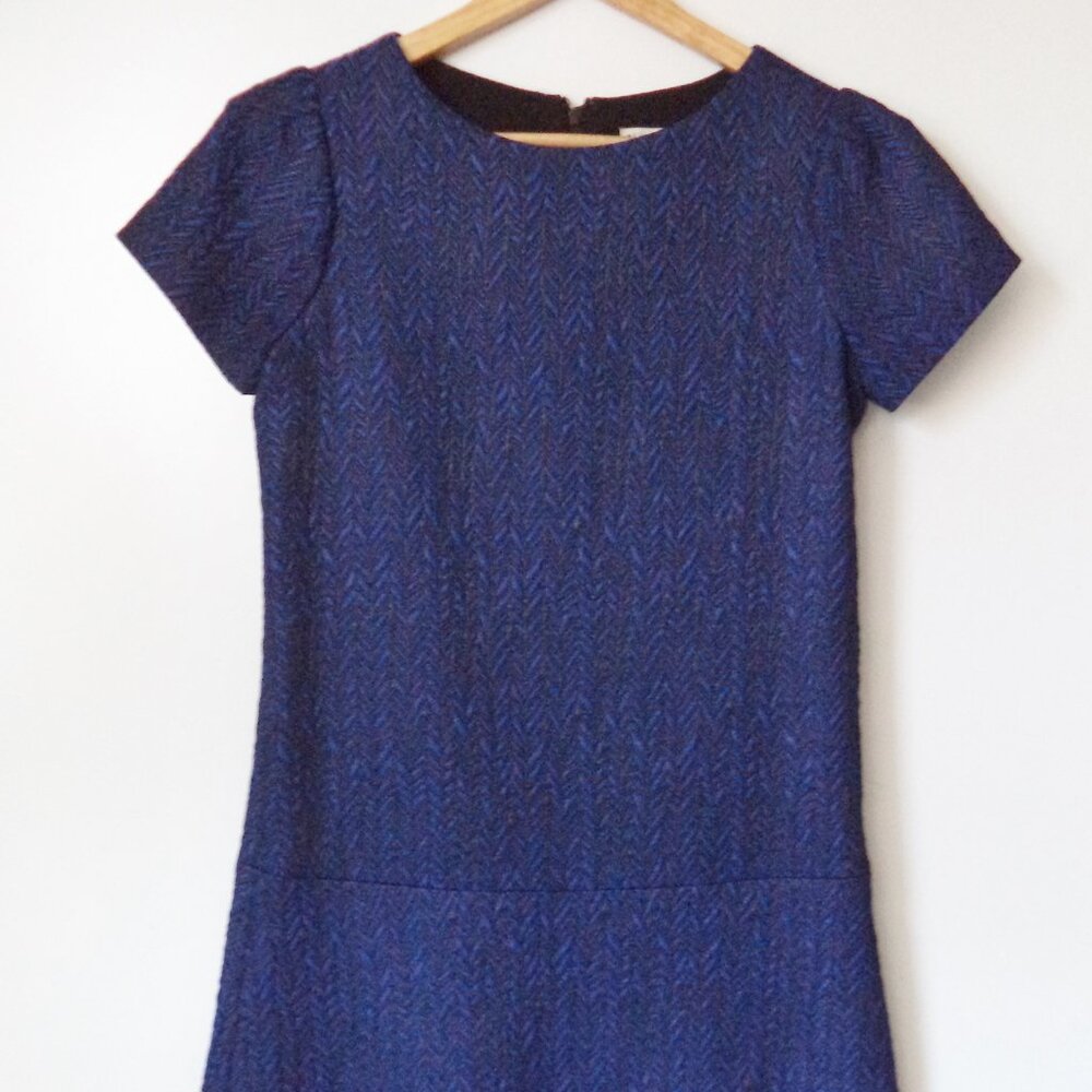 Alice + Olivia micro mini dress retro 60s gogo scooter blue black knit size 2 XS